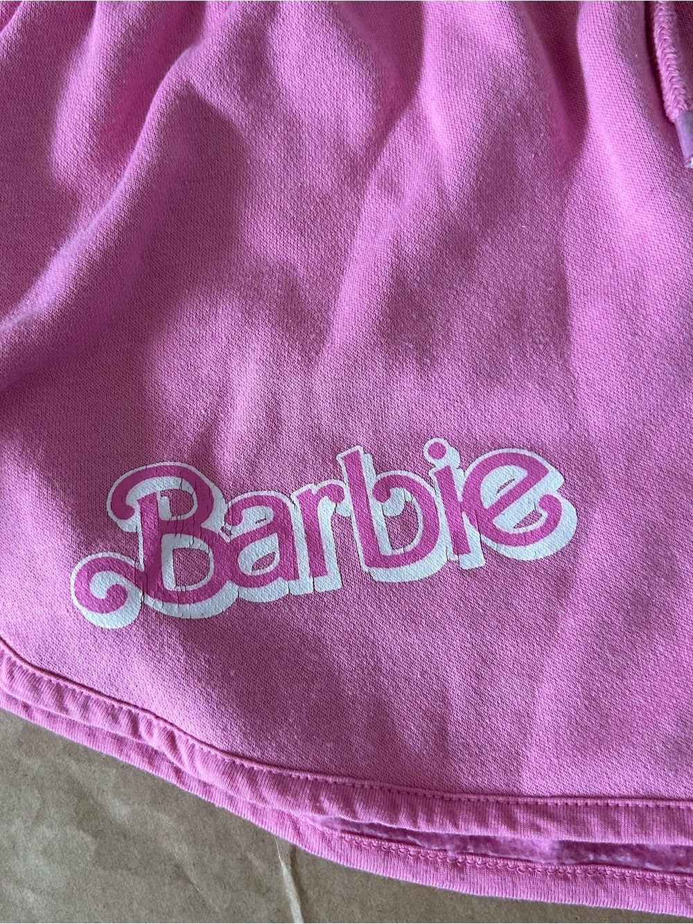 Barbie Pink Malibu Lounge Sweat Shorts Drawstring Size Medium Athleisure Bimbo - Picture 3 of 10